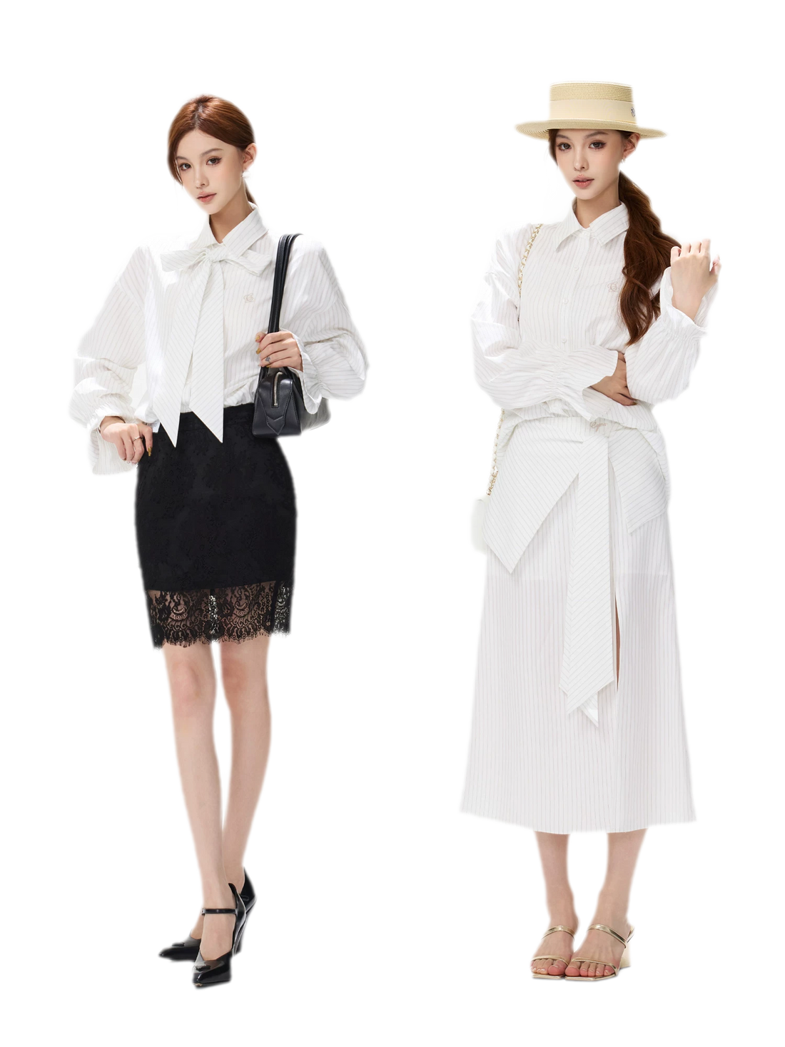 Striped Bow Tie Skirt Set