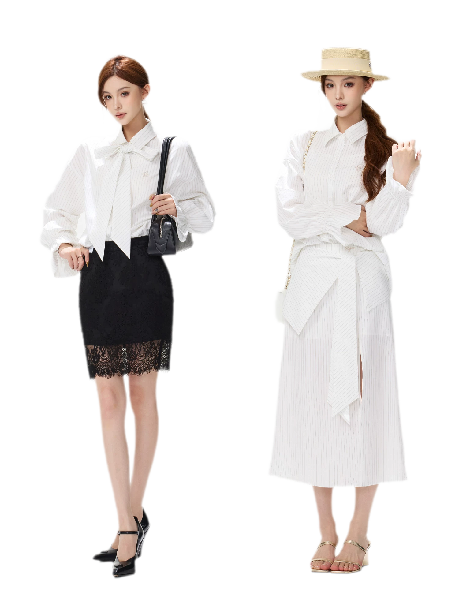 Striped Bow Tie Skirt Set
