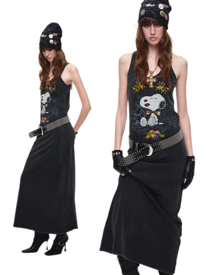 Washed Print Tank Dress
