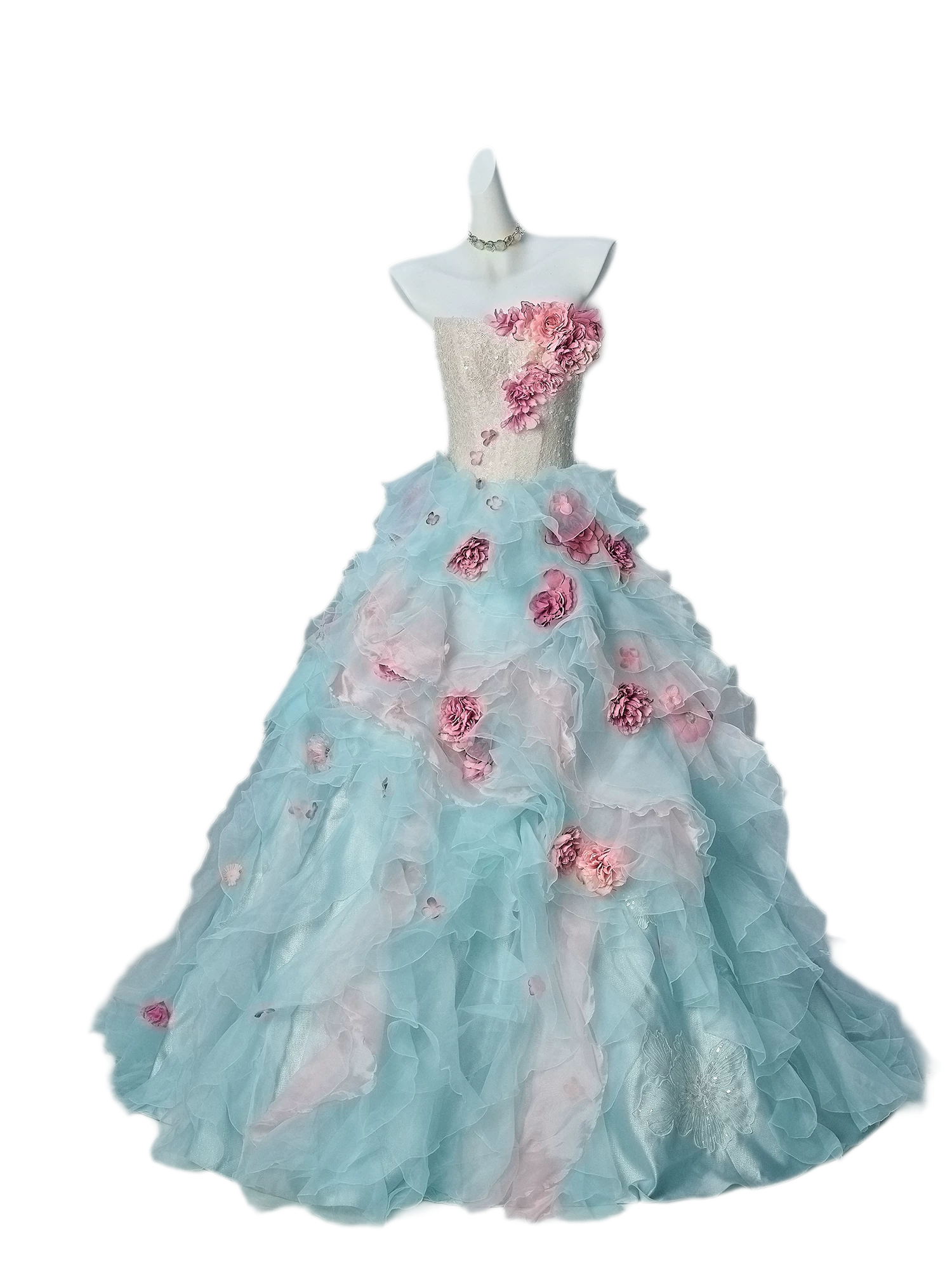 Gradient Floral Ball Gown