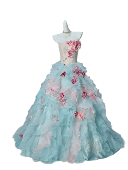 Gradient Floral Ball Gown