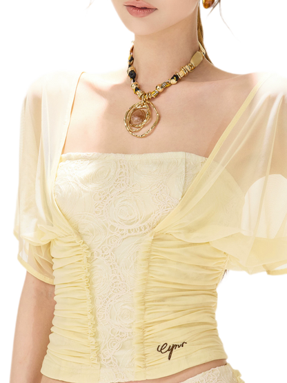 Faux Layered Lace Bustier Top