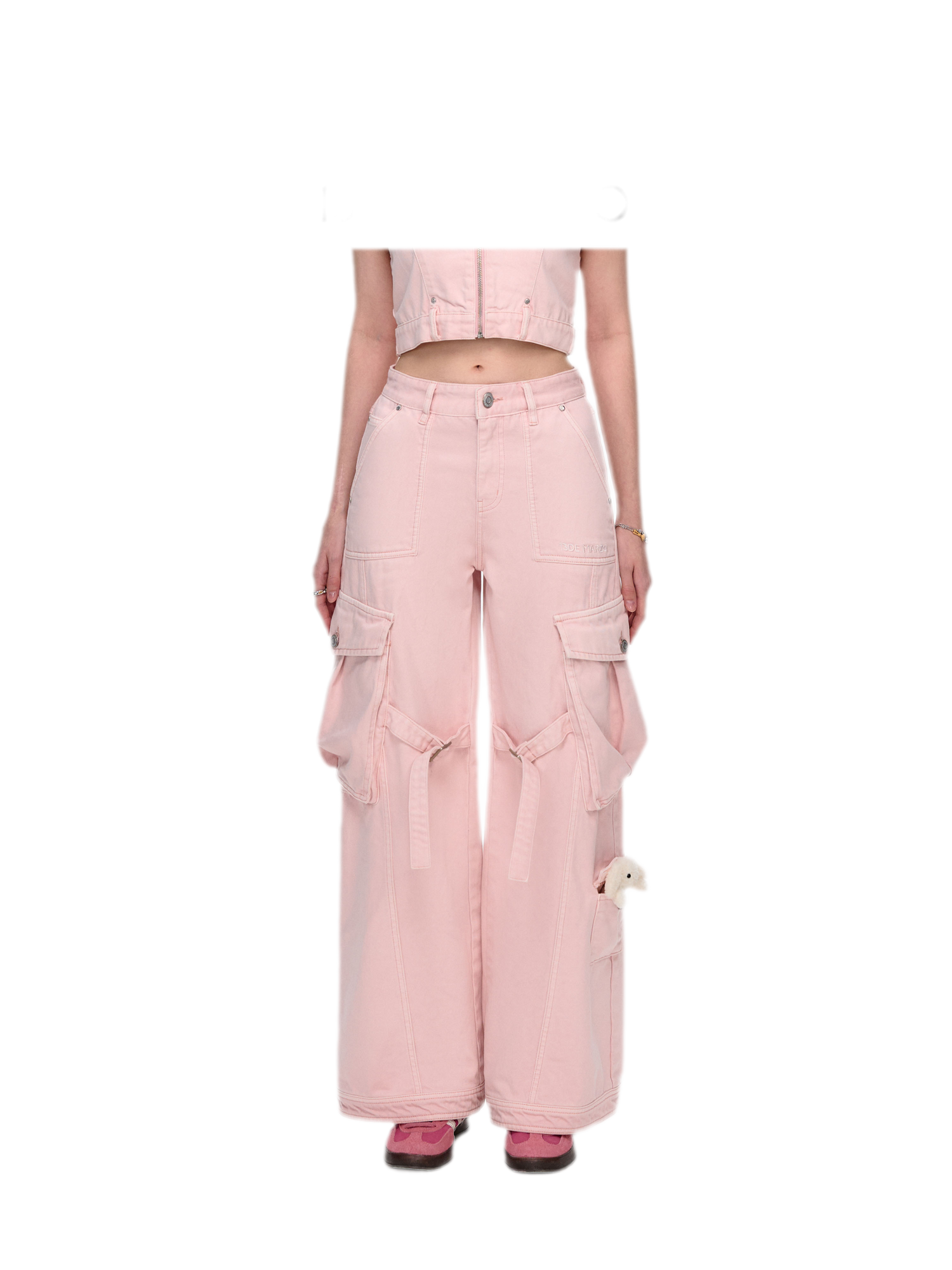 Cotton Cargo Straight Pants