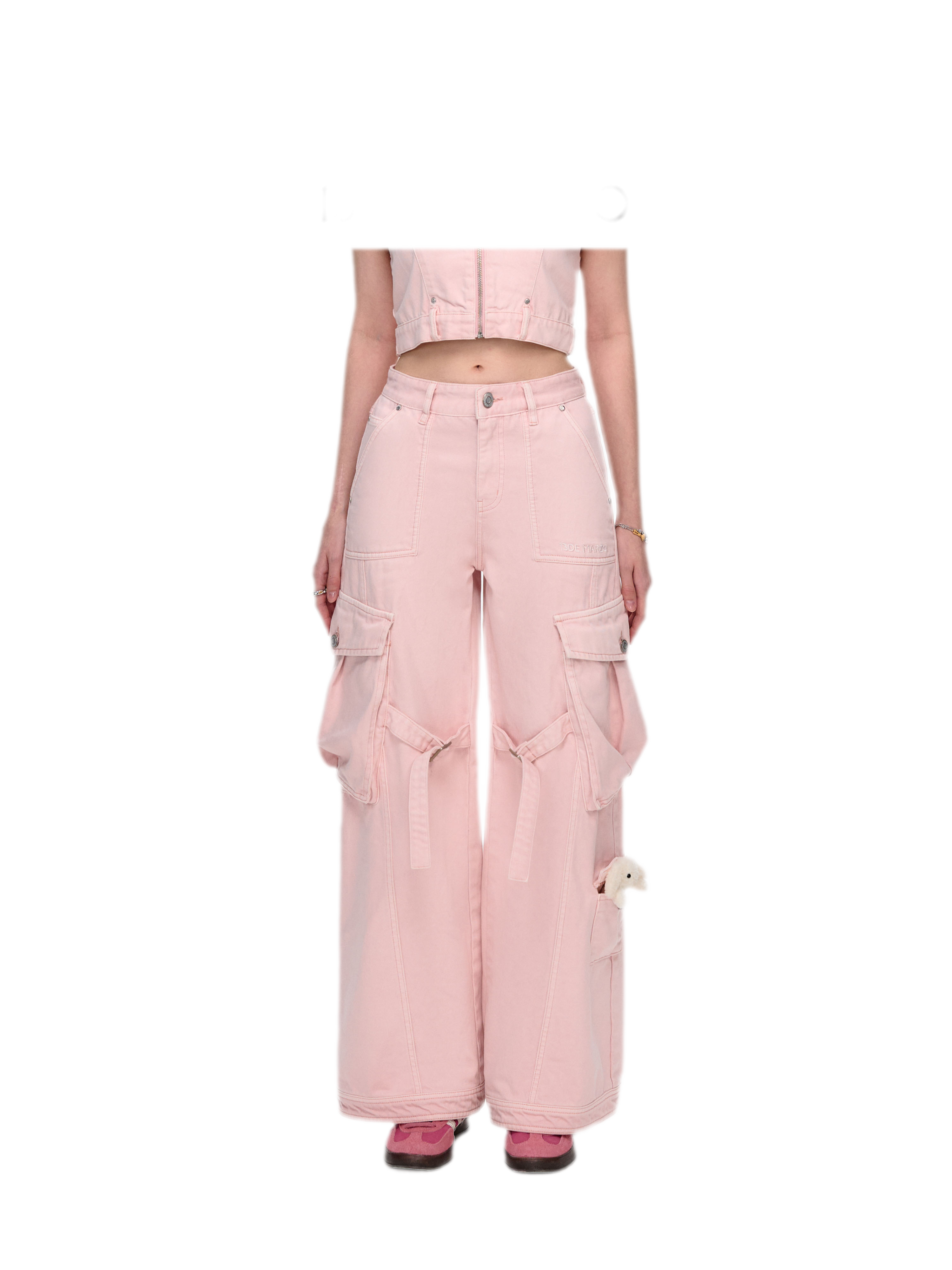 Cotton Cargo Straight Pants