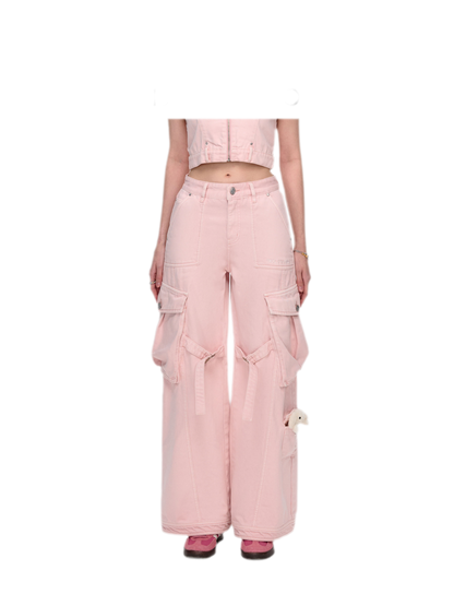 Cotton Cargo Straight Pants