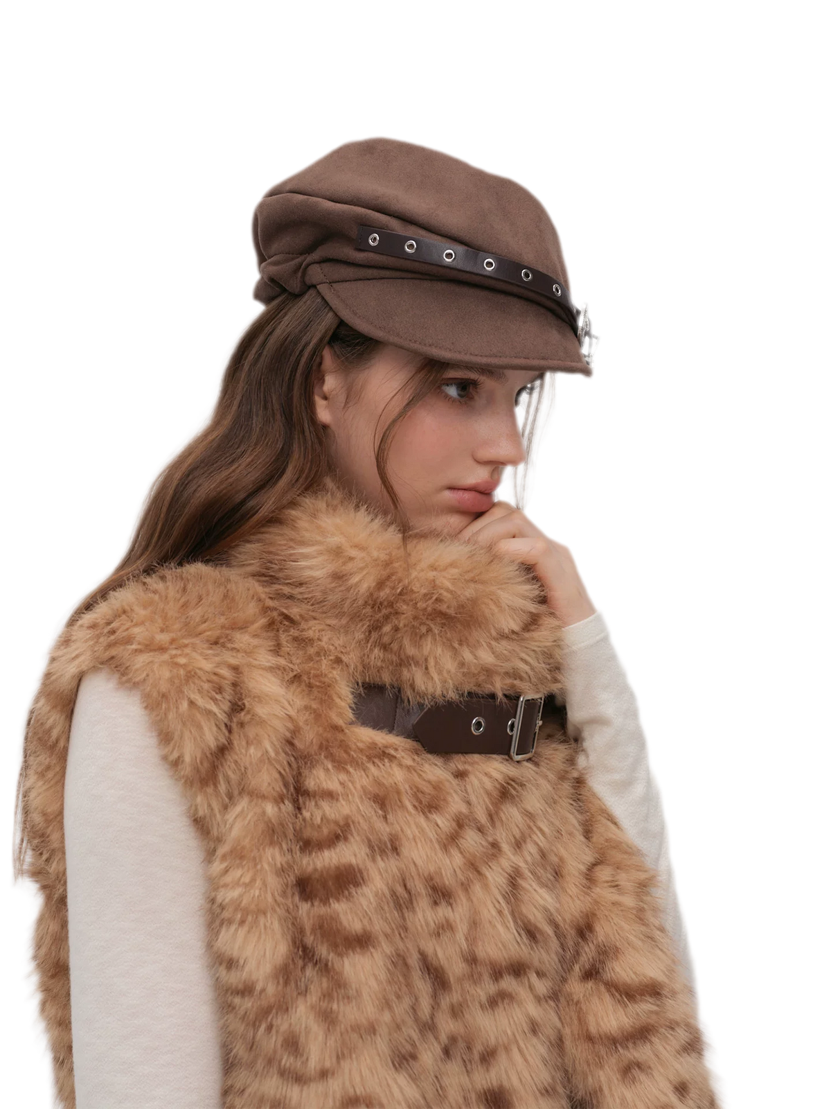Embossed Buckle Newsboy Beret