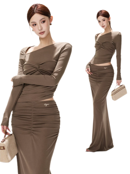 Ribbed Asymmetric Knit Set