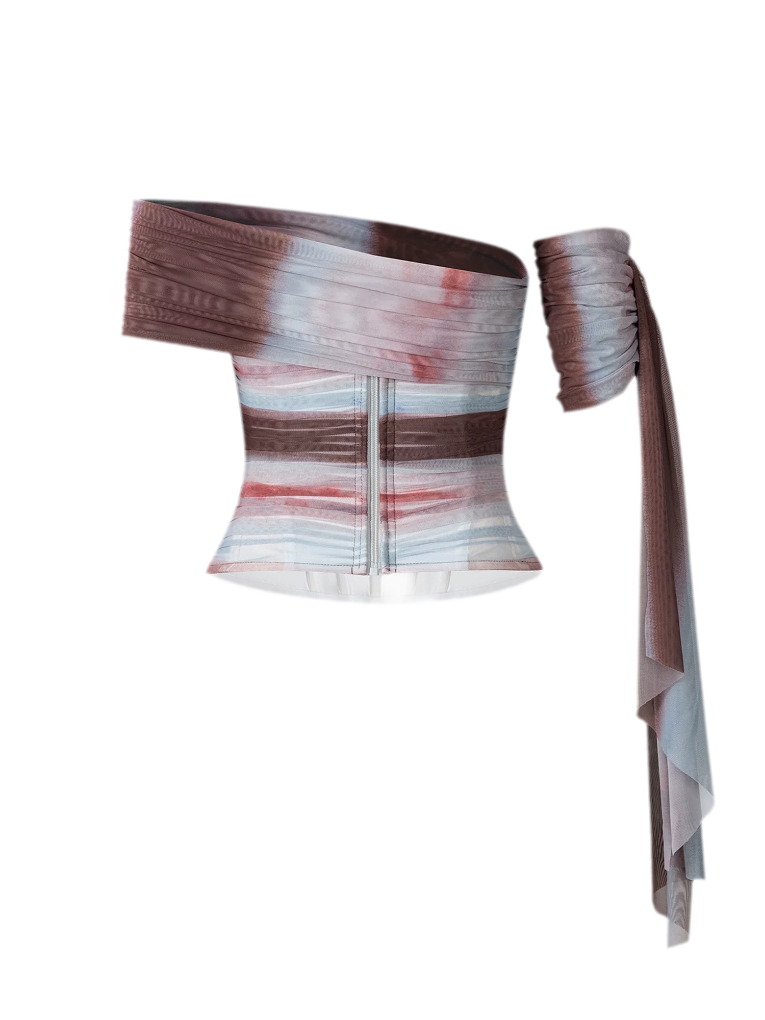 Hand Pleated Mesh Bustier Top