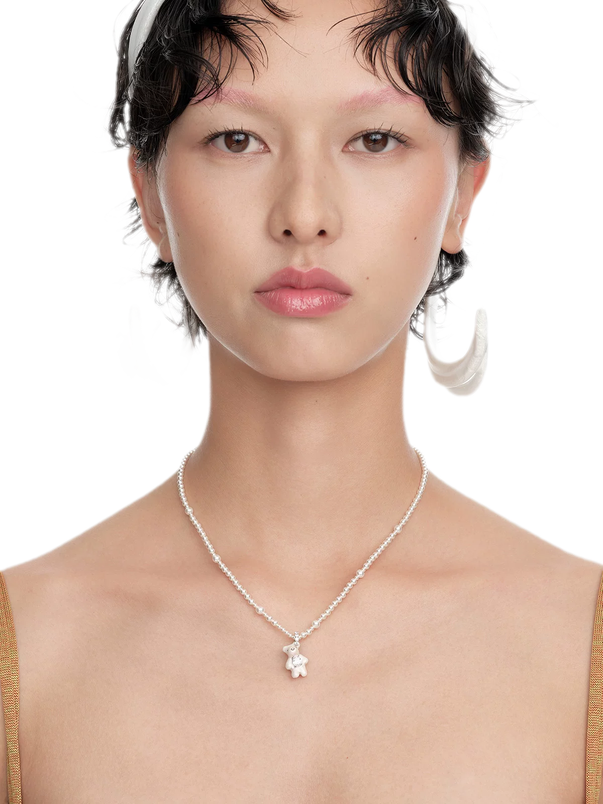 Graduated Pearl Bear Necklace