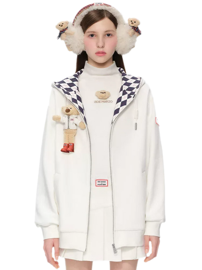 Áo khoác hoodie thêu lót nỉ