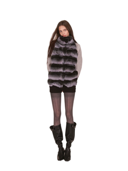 Gradient Faux-Fur Wool Coat