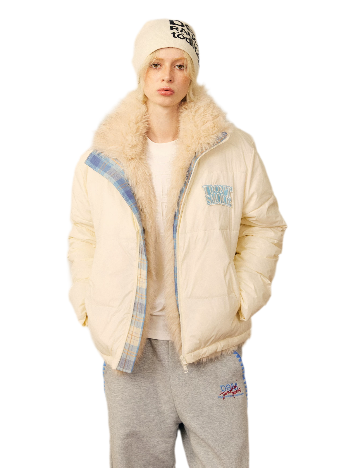 Plush Collar Quilted Winter Jacket