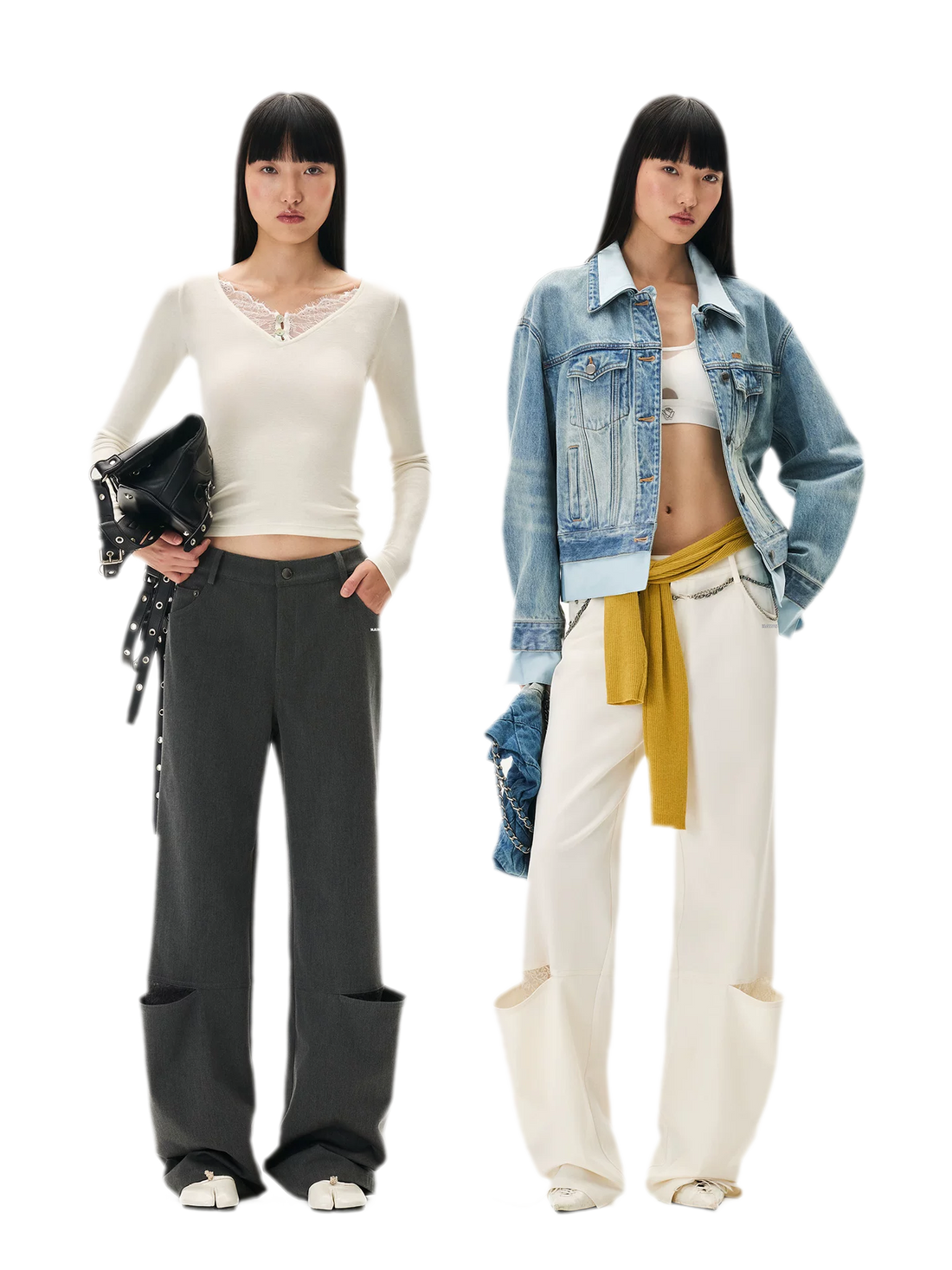 Wool Lace Low-Rise Trousers