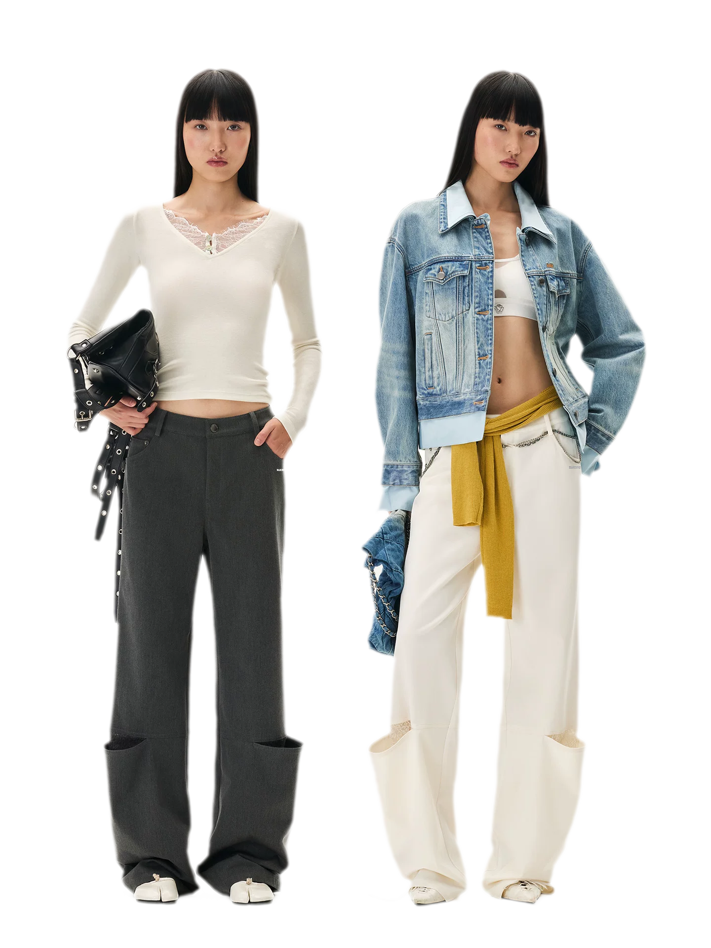 Wool Lace Low-Rise Trousers
