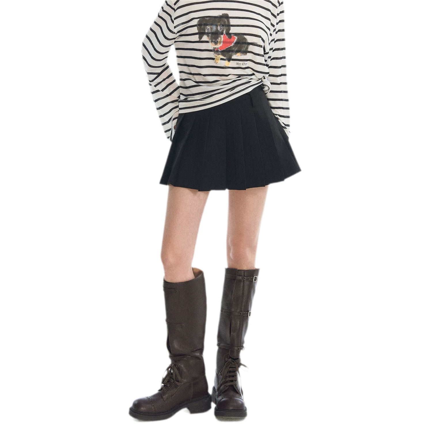 Asymmetrical Pleated A-Line Skort