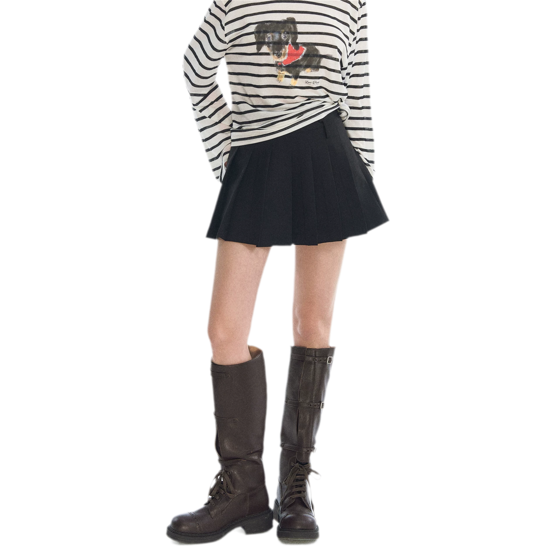 Asymmetrical Pleated A-Line Skort
