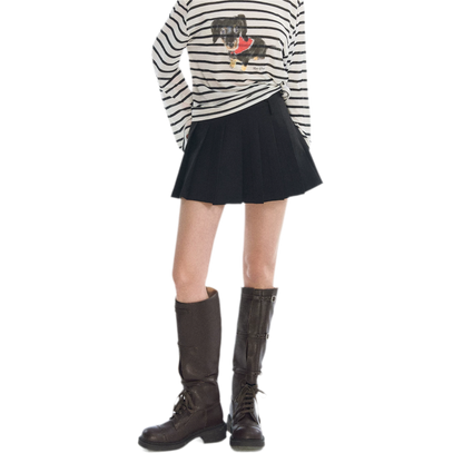 Asymmetrical Pleated A-Line Skort