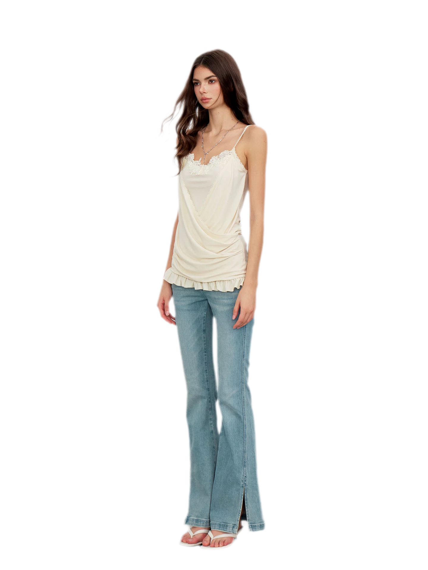 Lace Ruched Camisole Dress