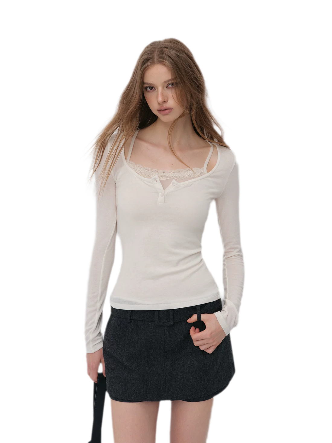 Lace Trim Fitted Top