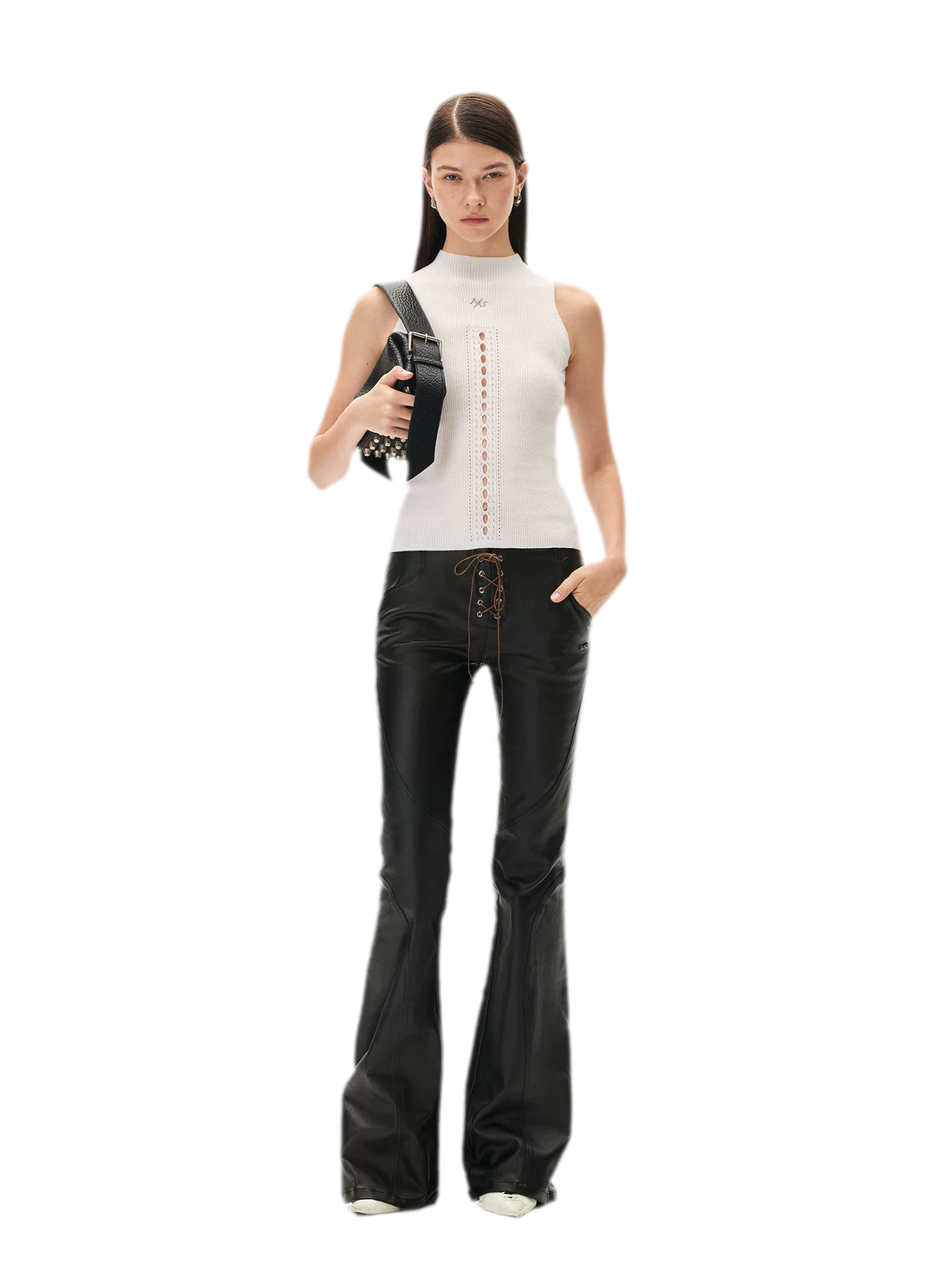 Waxed Panelled Slim Flare Pants