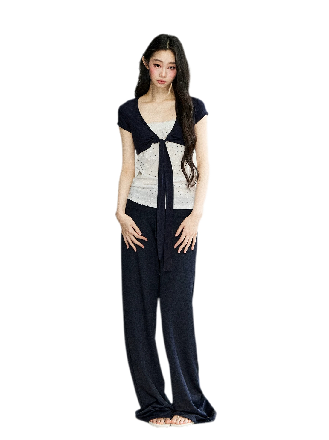 7SHIFTIN Polka Dot Knit Set – Navy (Pants)