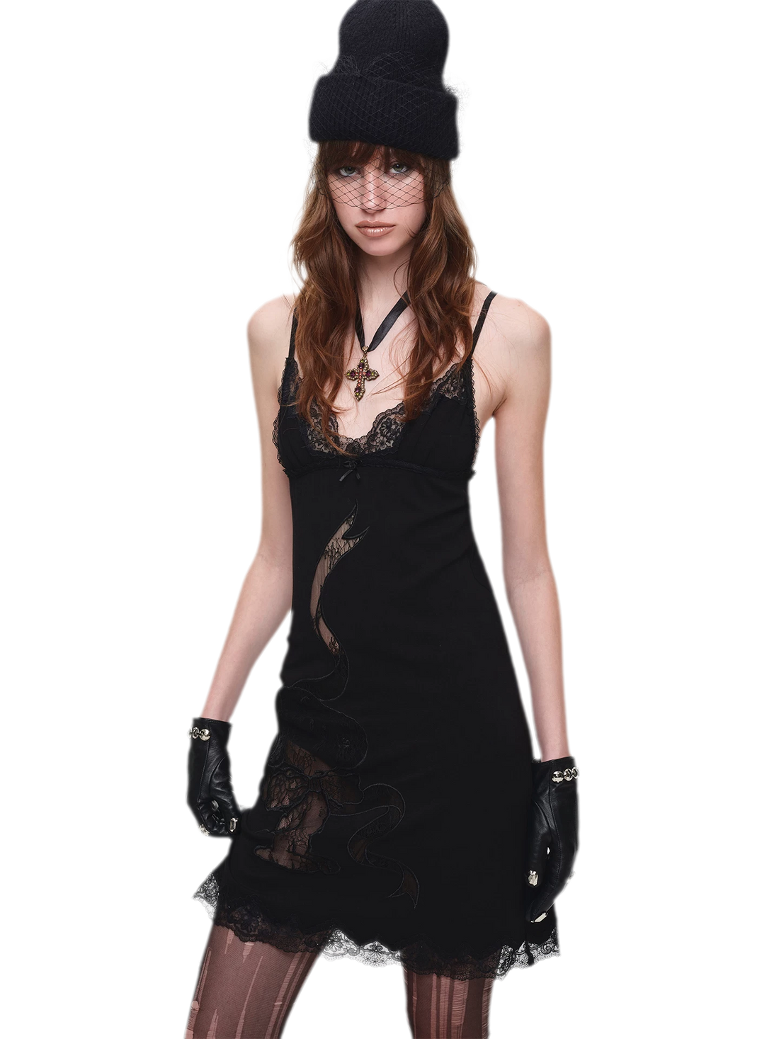 Lace Appliqué Fitted Slip Dress
