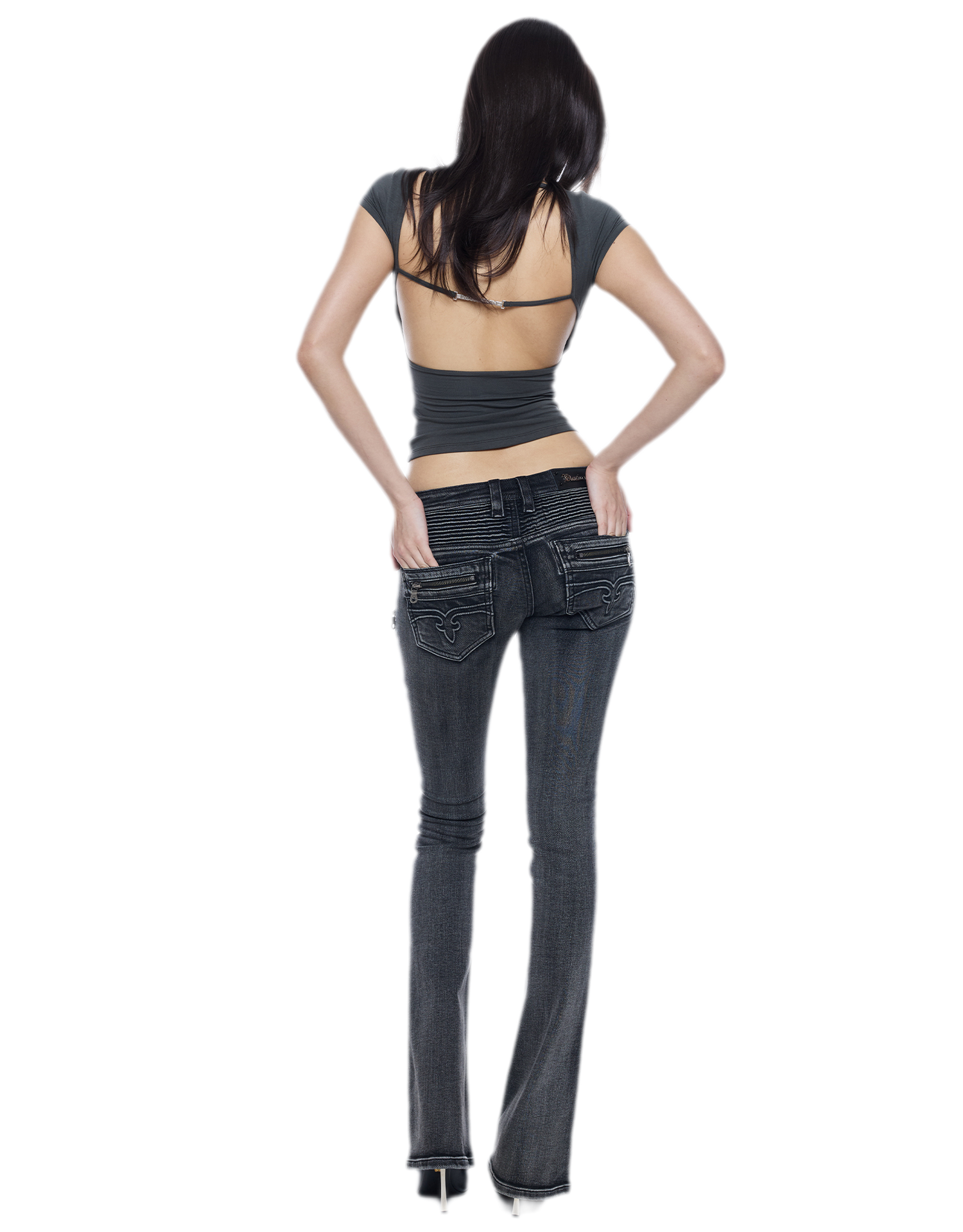 Washed Low-Rise Jeans