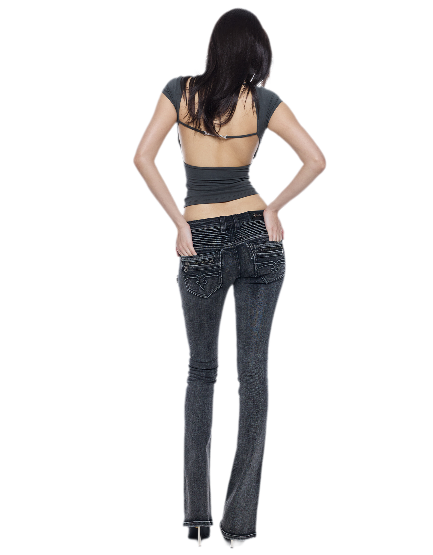Washed Low-Rise Jeans