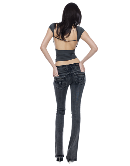 Washed Low-Rise Jeans
