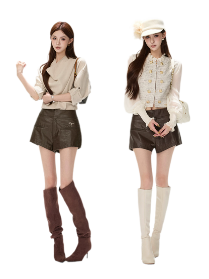 Matte PU High-Waisted Shorts
