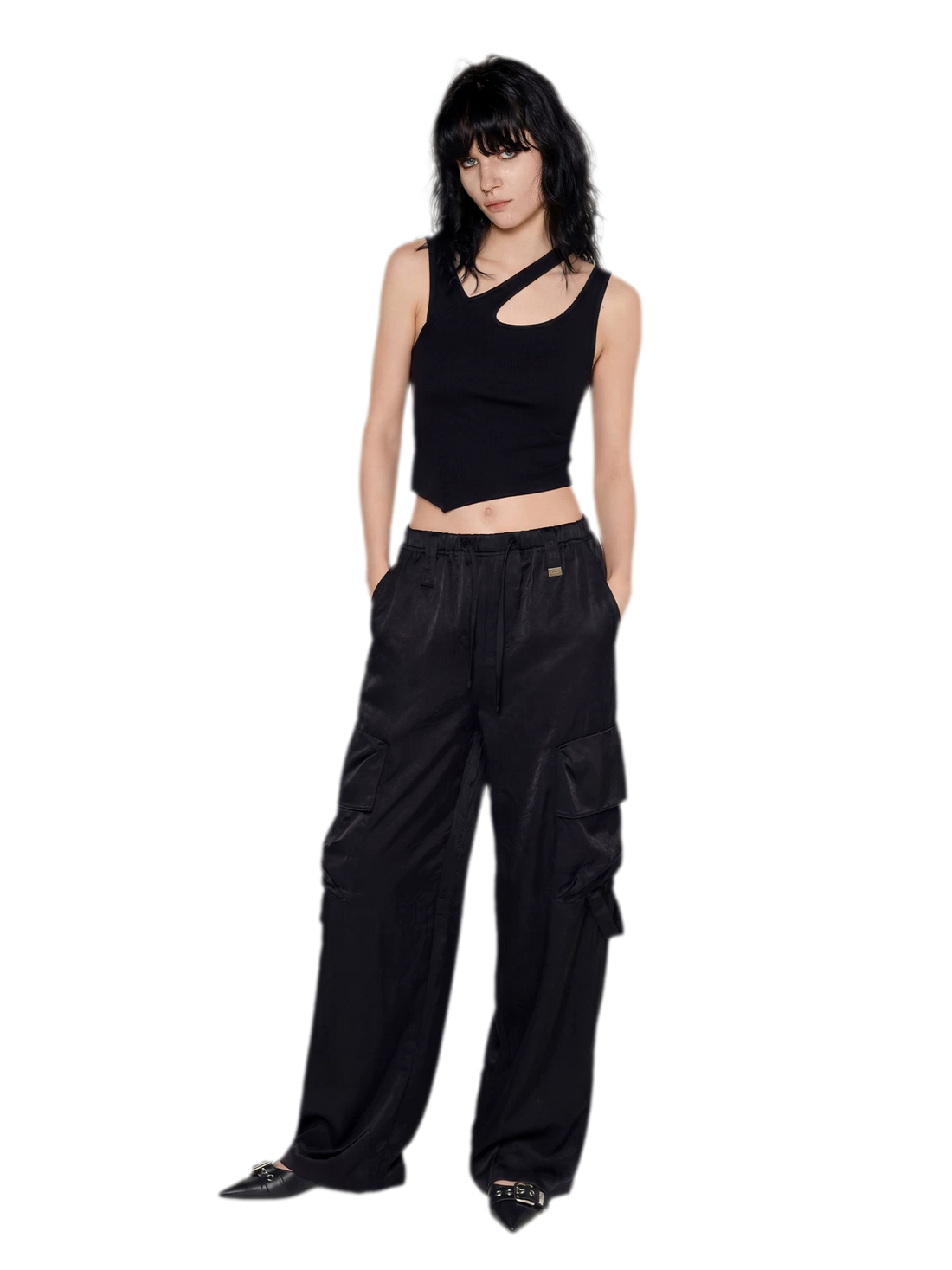 Deconstructed Asymmetric Cutout Tank Top