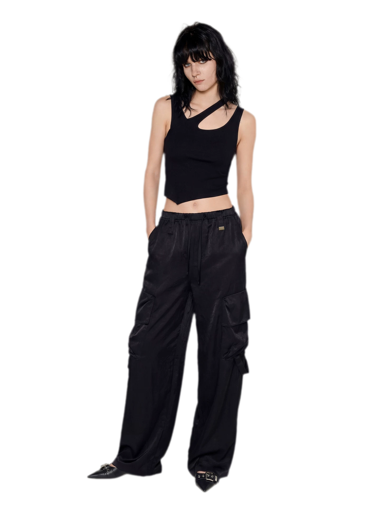 Deconstructed Asymmetric Cutout Tank Top