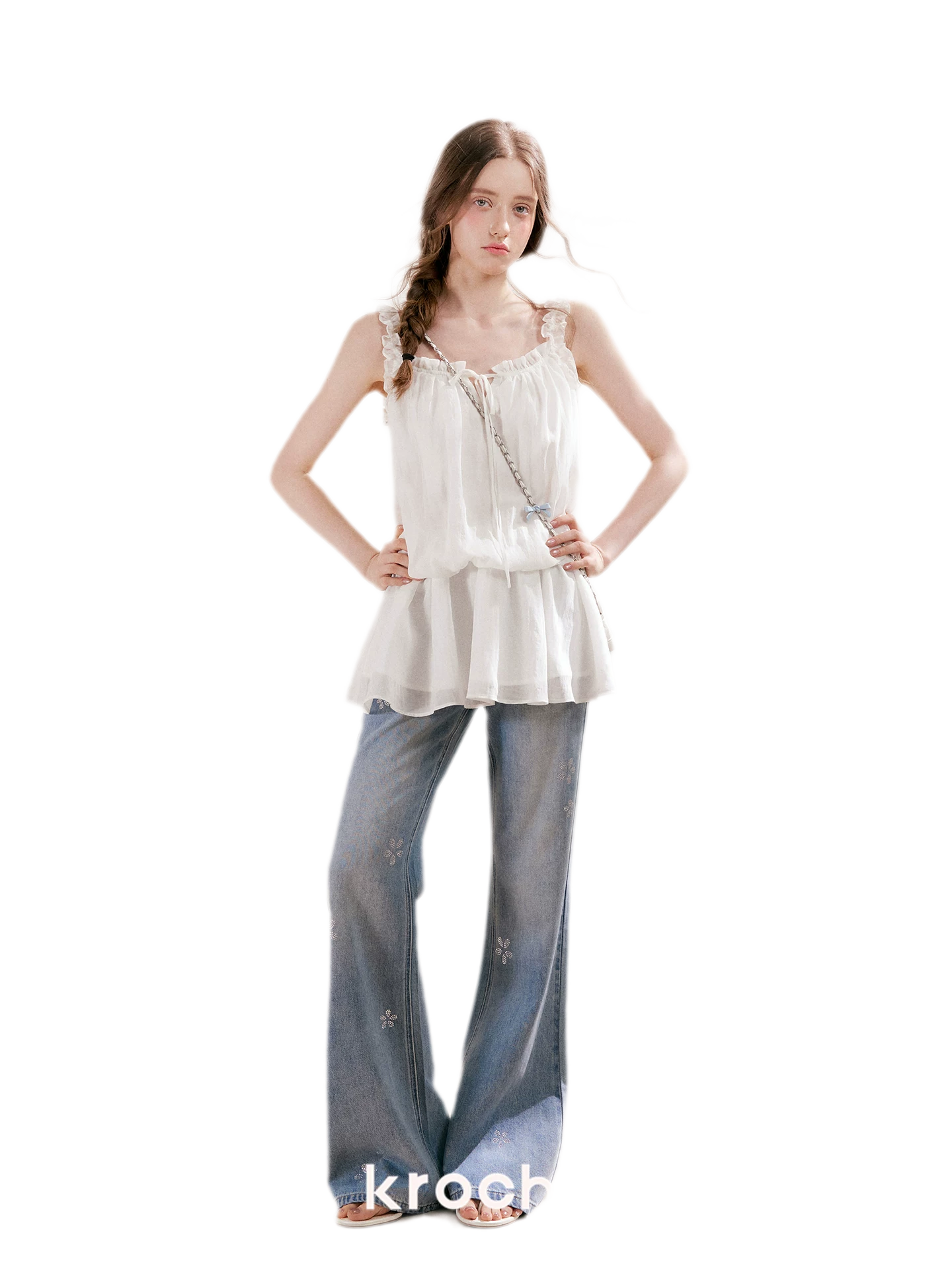 Rhinestone Micro-Flare Jeans