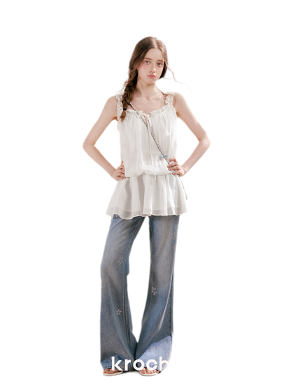 Rhinestone Micro-Flare Jeans