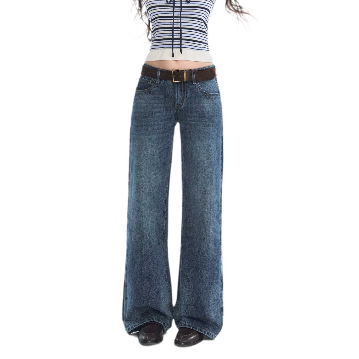 Washed Bow Embroidered Jeans
