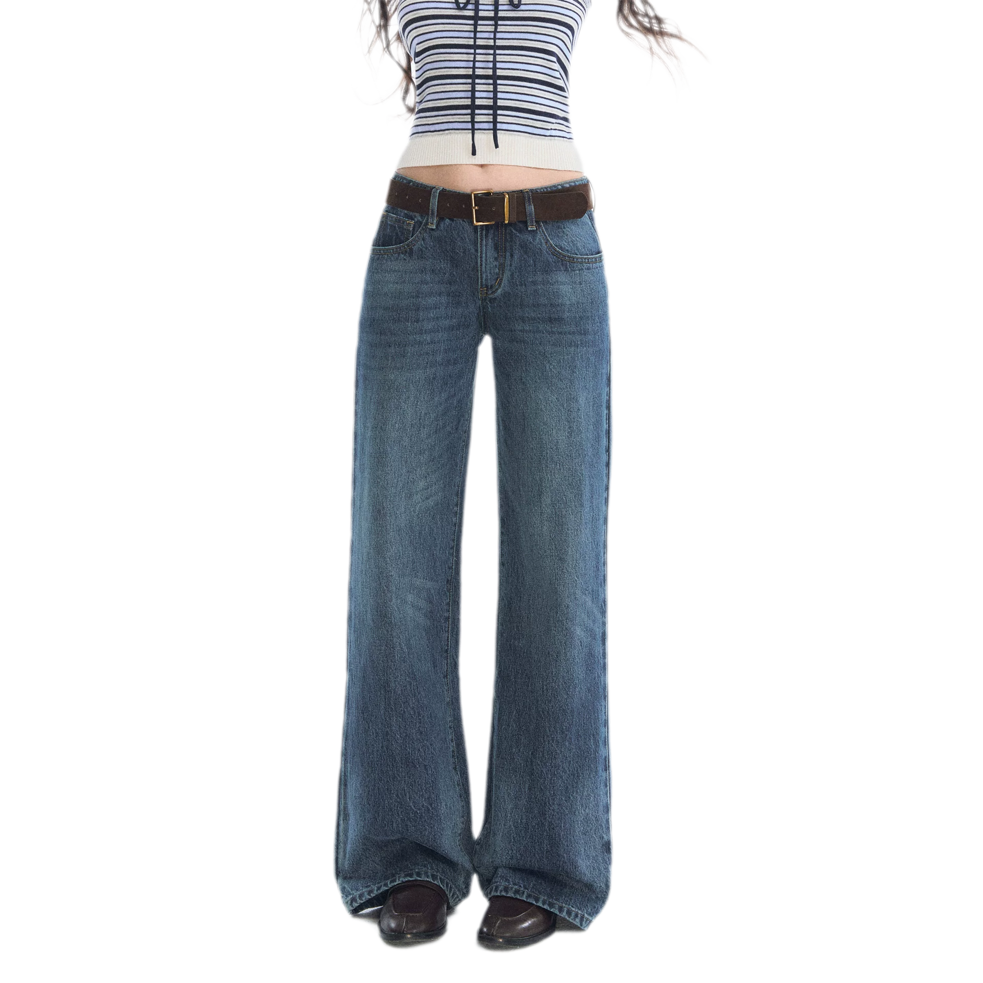 Washed Bow Embroidered Jeans