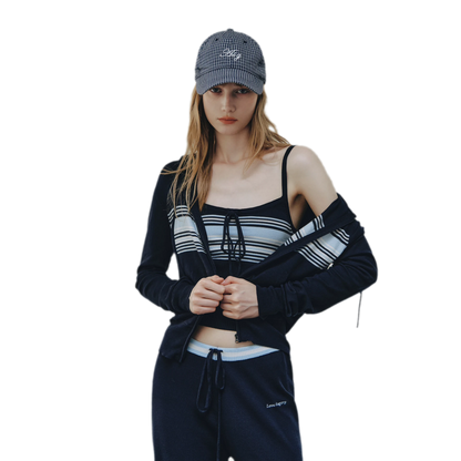 Striped Hooded Three-Piece Set