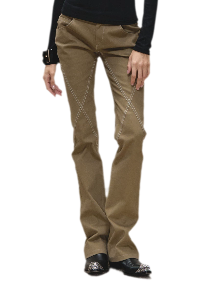 Vintage Distressed Khaki Slim Fit Casual Pants