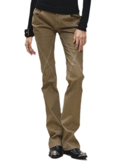Vintage Distressed Khaki Slim Fit Casual Pants