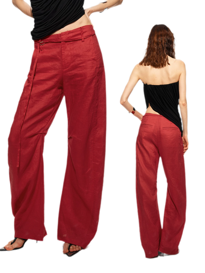 Linen Curved Wide Pants