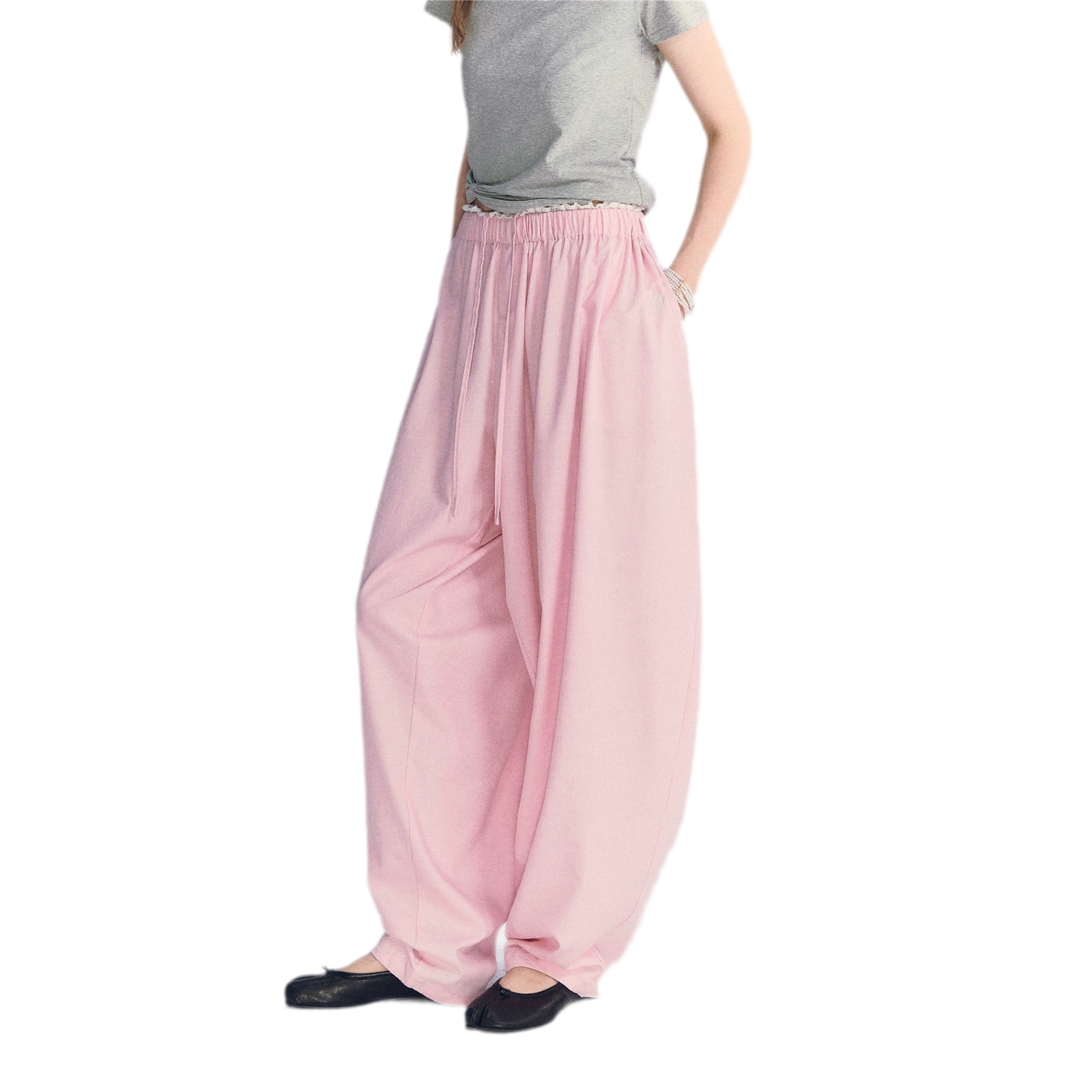 Lace Trim Balloon Pants
