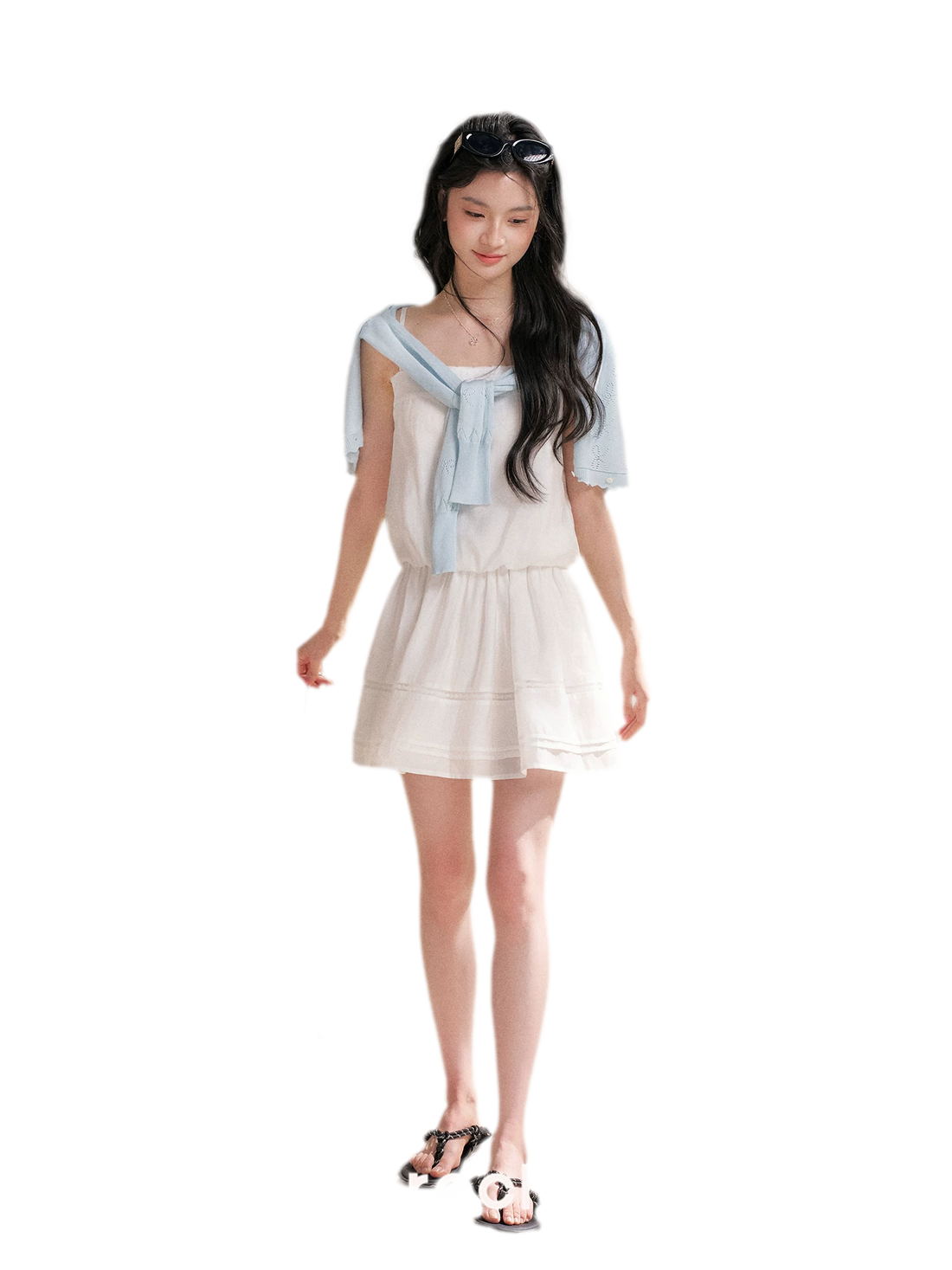Soft Tencel Lace Dress &amp; Cardigan Set