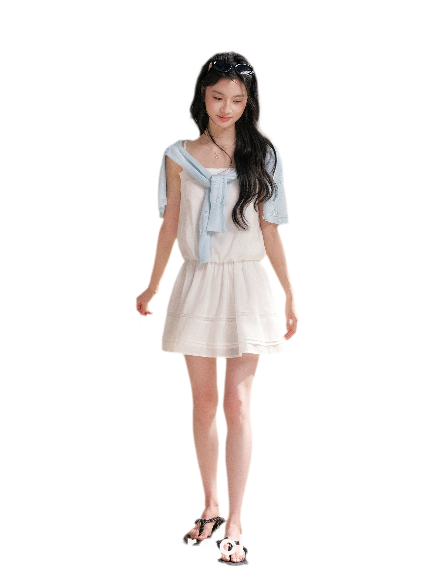 Soft Tencel Lace Dress &amp; Cardigan Set