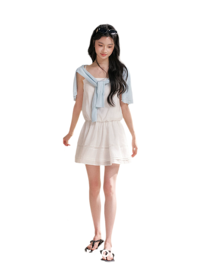 Soft Tencel Lace Dress &amp; Cardigan Set