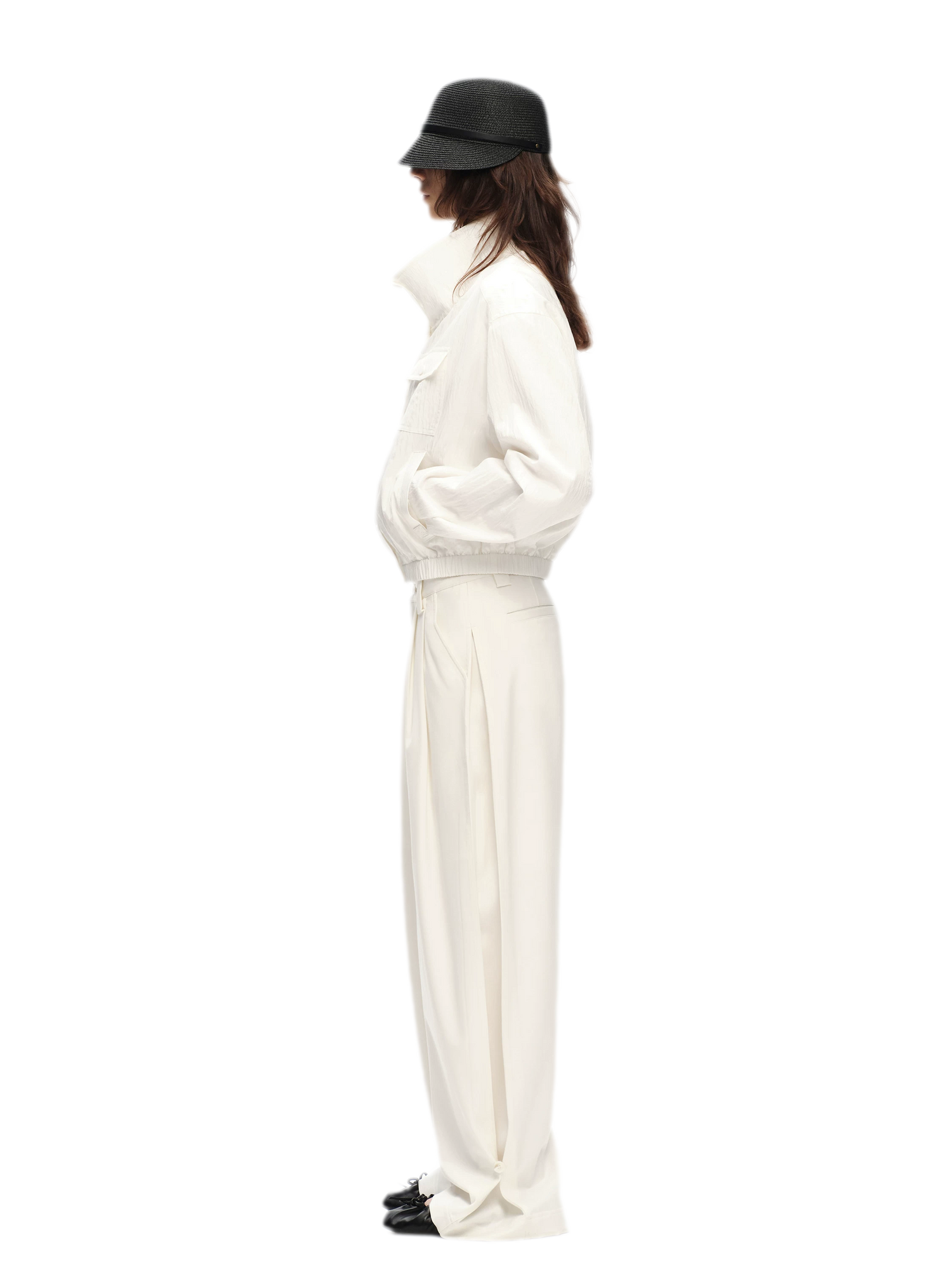 Double Pleat Wide-Leg Suit Pants