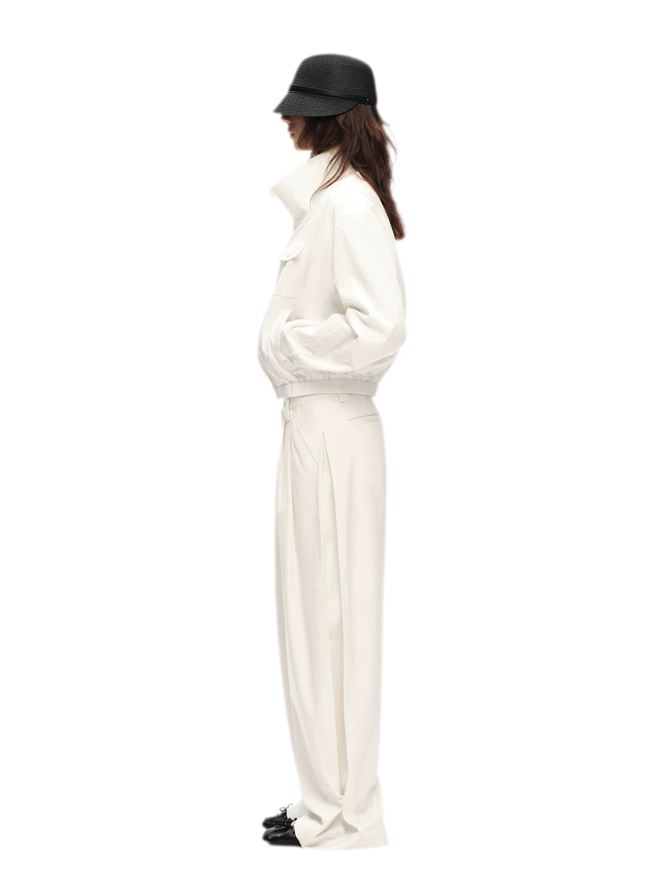 Double Pleat Wide-Leg Suit Pants