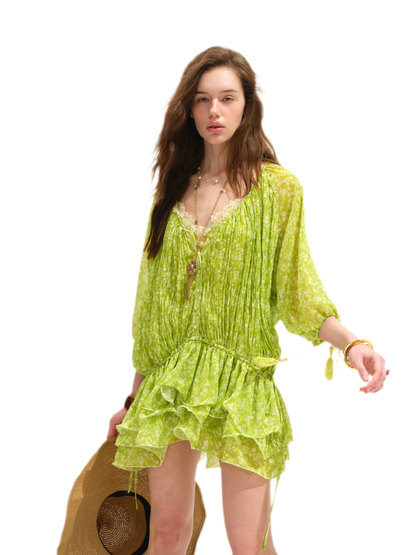 Floral Batwing Sleeve Dress