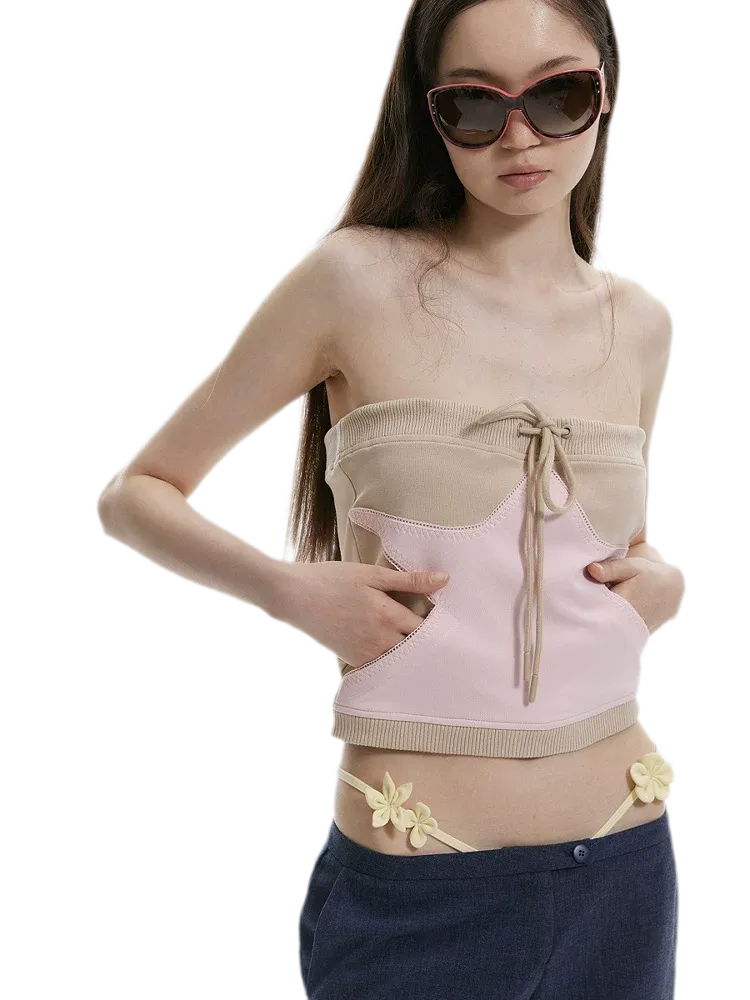 Star Ribbed Bandeau Top