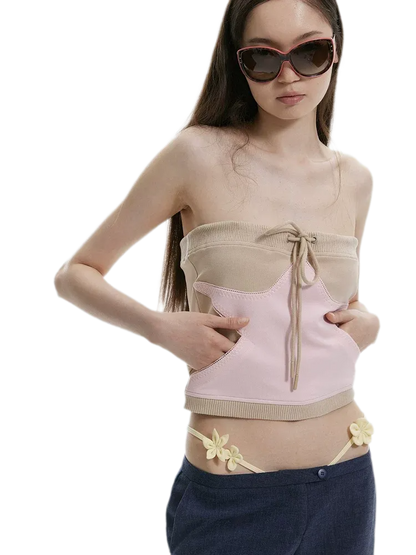 Star Ribbed Bandeau Top