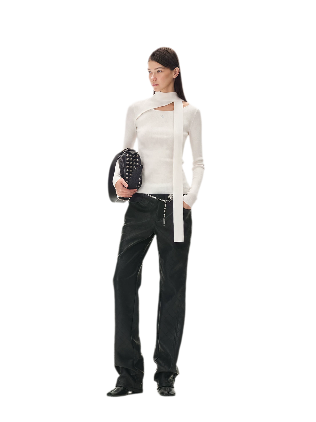 Diamond-Quilted Straight-Leg Pants